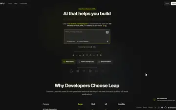 Leap screenshot, an AI coding editor in the IDE Matrix