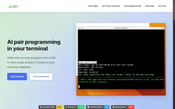 Aider screenshot, an AI coding editor in the IDE Matrix